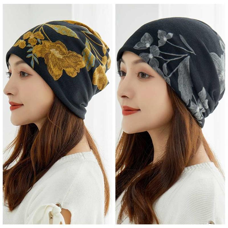 Sombrero calvo de otoño y invierno de doble capa, sombrero de luna, algodón transpirable, sombrero de dormir caliente para la madre