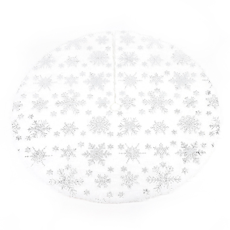 La falda del árbol de Navidad transfronteriza perlas de copo de nieve lentejuelas 90120cm Falda de felpa Navidad falda del árbol blanco Decoración