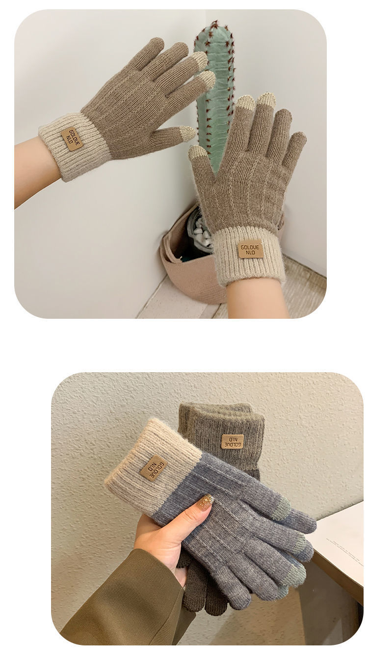 Winter fluwelen verdikte koudebestendige touchscreen gebreide handschoenen warme unisex wollen handschoenen_voghion.com