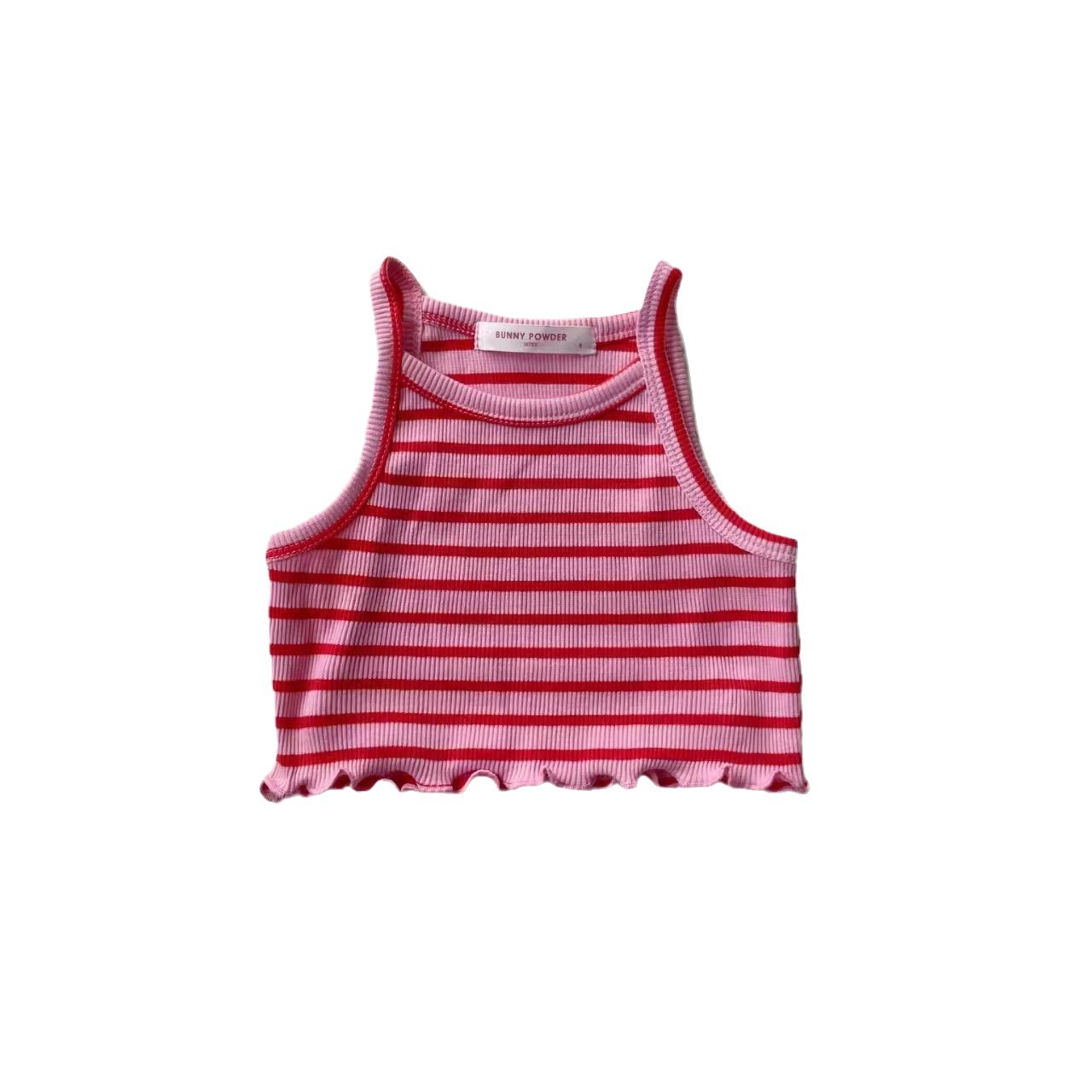 2024 niñas de verano contraste color rayas chaleco sin mangas Sling niñas hilo corto camisola