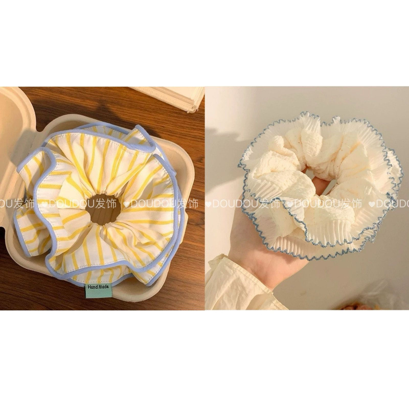 奶油超大法式简约气质云朵大肠发圈高级丸子头饰复古发绳头绳发饰|undefined