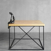 2025新款ins铁艺实木咖啡茶几简约边几极简方形 网红奶茶桌子客厅