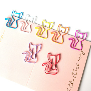 Cross border hot sale 7 color cat animal paper clip creative metal paper clip office folder paper clip