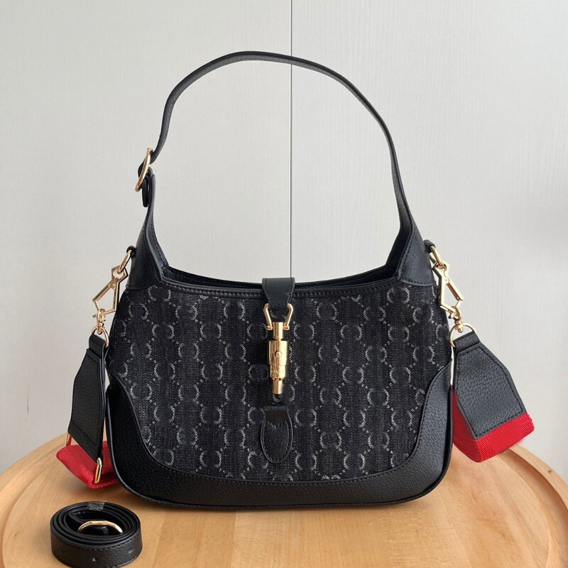 2026 Summer New Model Saddle Bag, Full Leather Denim Print, Single Shoulder Underarm Bag, Versatile Commuting Handbag