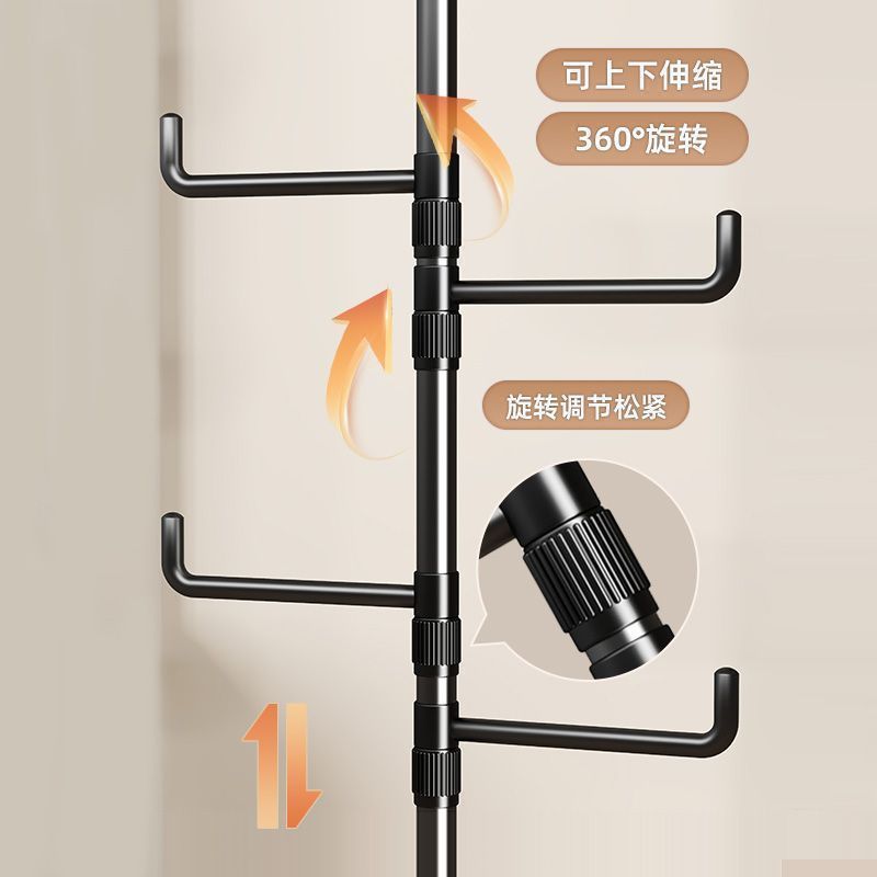 顶天立地室内免打孔可伸缩家用卧室挂衣架玄关落地式多功能置衣架|undefined