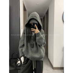 3619# YOLO SHOP 【自留实穿派】韩系宽松显瘦连帽拉链毛衣外套