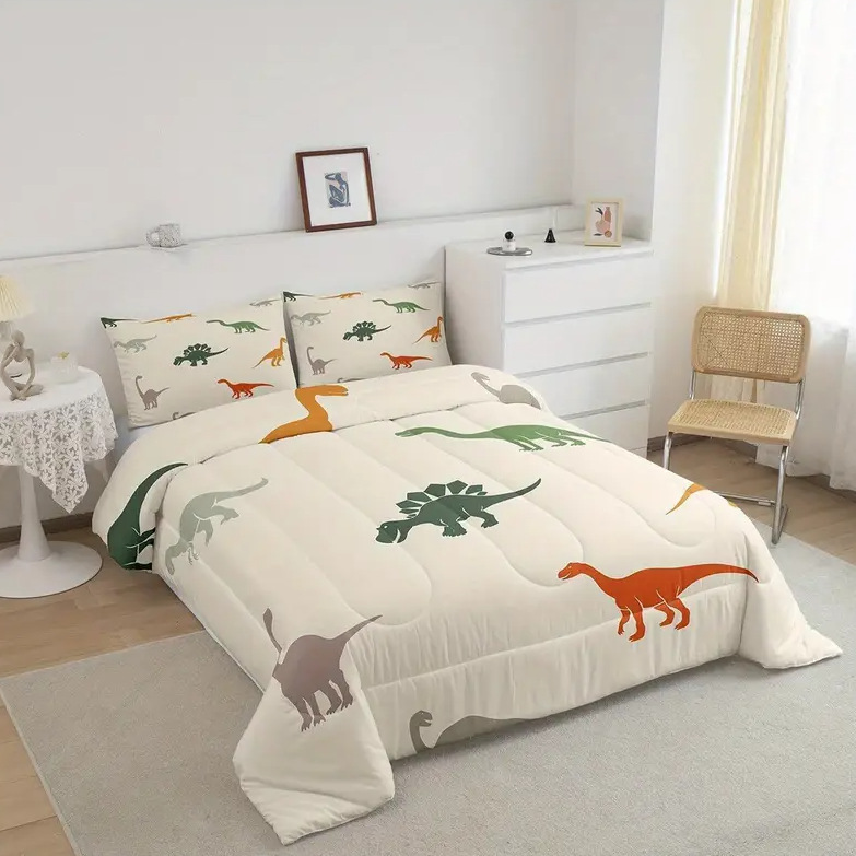 TEMU / JIT transfronterizo nuevo dinosaurio de la selva impresión digital 180gms fuente de fabricantes de quiltos