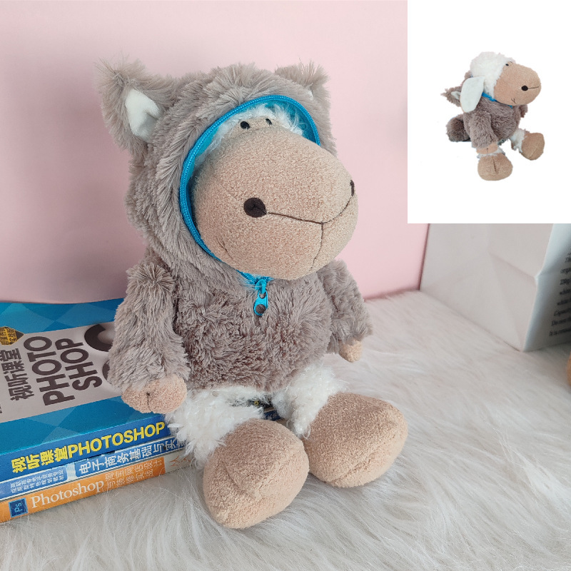 Linda muñeca de cordero somnoliento sombrero de dormir oveja feo lindo juguete de peluche muñeca de trapo para niños almohada muñeca de oveja lobo transfronterizo