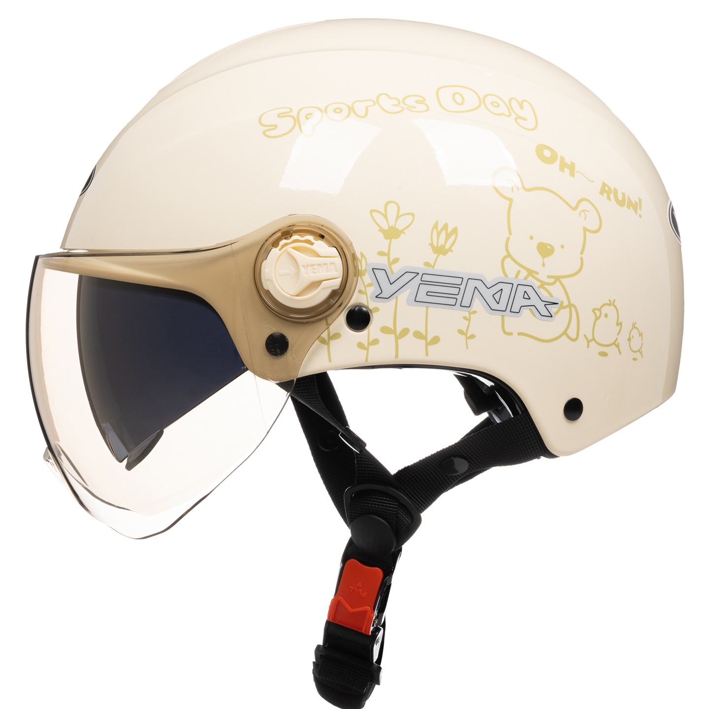 Motuoche Motorcycle Helmet Summer Sunscreen Half Helmet 3C Certified (Auto Parts and Accessories) - one-size-ivory-white-fun-transparent-short-visor