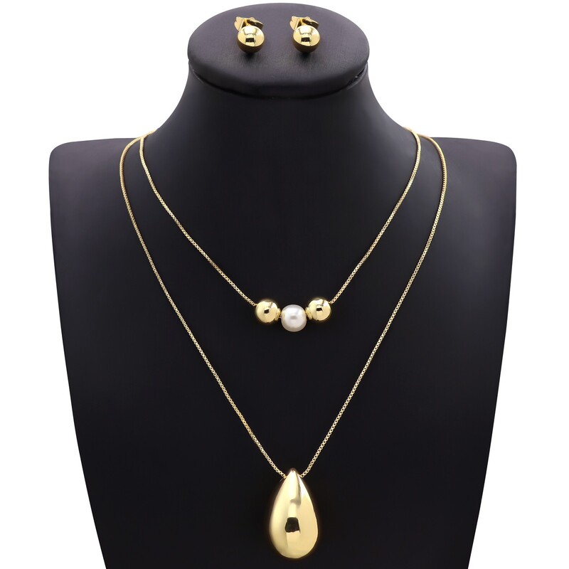 French Retro Minimalist BV Cold Scenery Egg-shaped Water Drop Pendant Necklace Light Luxury High-end Sense Woolen Chain Necklace Chain
