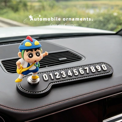 Rotatable Crayon Shin-Chan Temporary Nömrəli dayanma kartı - rotatable-outing-xiaoxin-silicone-number-plate-with-diamond-edge