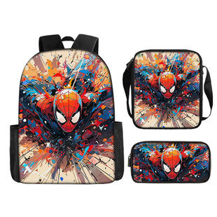 Spot 38cm Three-Piece Set of Primary School Students Cartoon Schoolbags Boys Backpack Superman Spider-Man