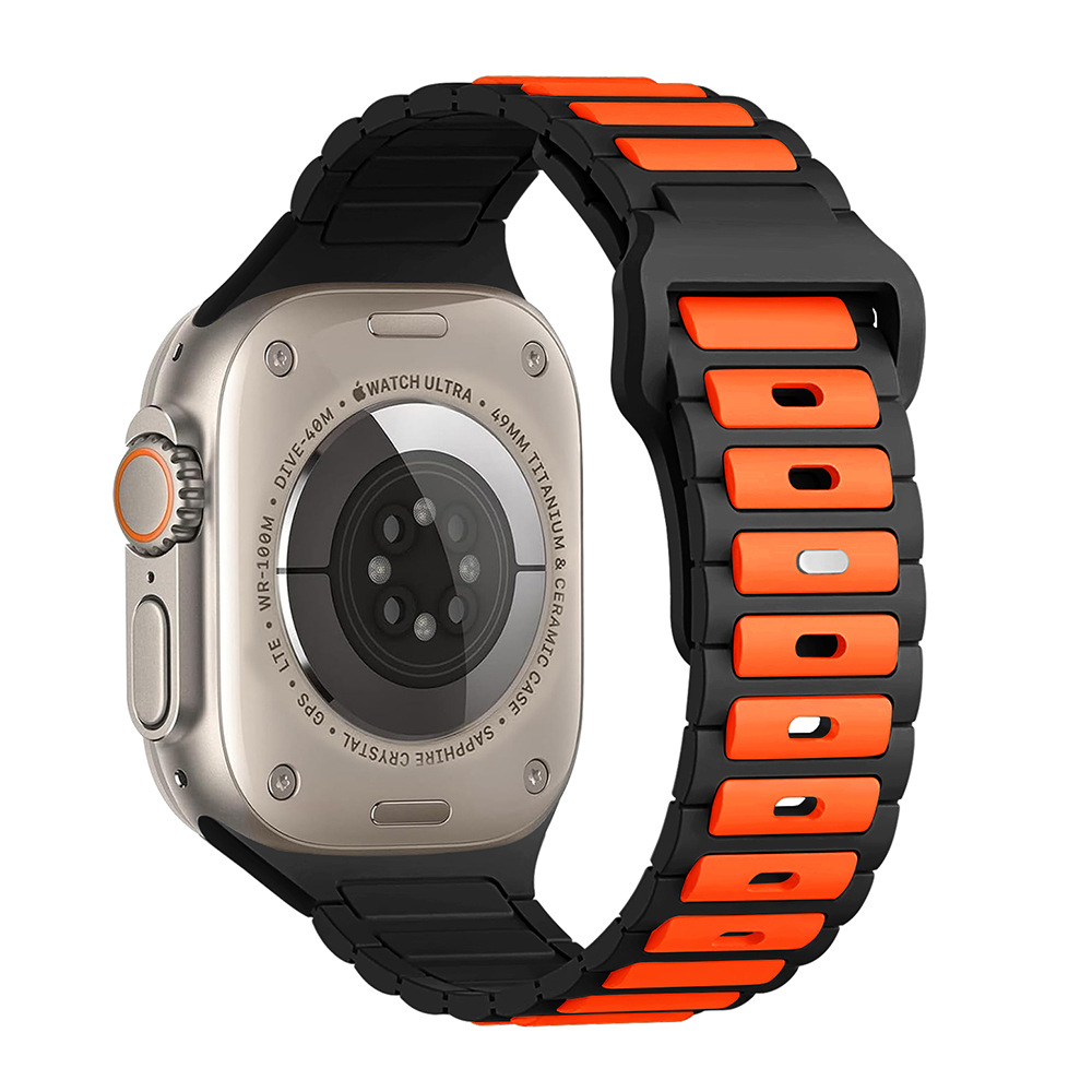 Para Apple i watch tres cuentas silicona bicolor correa apple watch9/8/SE/7/6/5/4/3