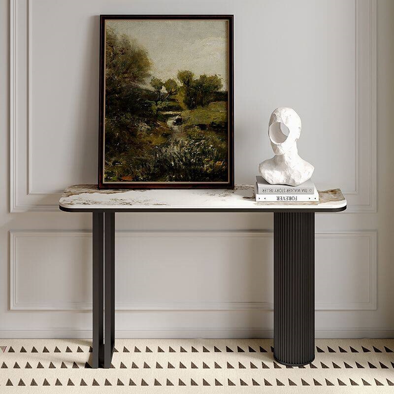 Italian-Style Light Luxury Slate Console Table, Modern Minimalist Wall-Mounted Hallway Console Cabinet, Entryway Console Table, End View Table Italian-Style Light Luxury Slate Console Table, Modern Minimalist Wall-Mounted Hallway Console Cabinet, Entryway Console Table, End View Table
