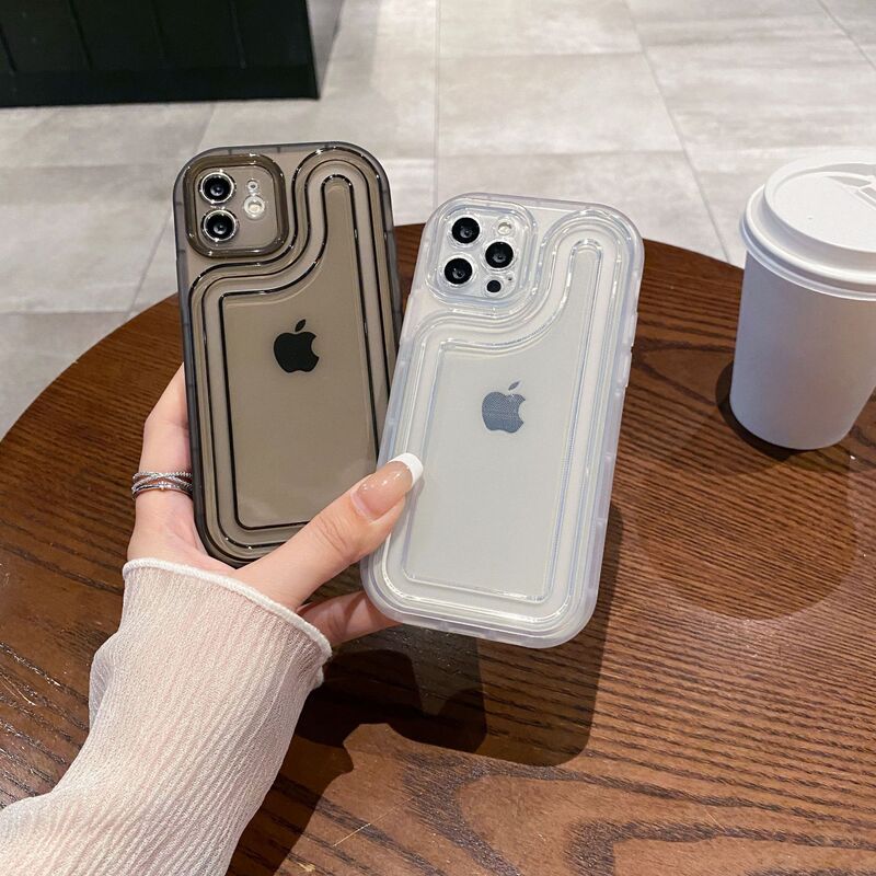 Simple Transparent Track Material Mobile Phone Case Suitable for Apple 16promax Air Cushion iphone15 Anti-drop Protective Case