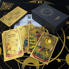 現物卸売り金糸レリーフ瑠璃金タロットカラー78枚tarotPVCプラスチック防水テーブルゲームカード