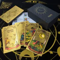 Оптовая карточка с золотым рельефом Глаелинг Таро Карта цвета 78 TAROTPVC Пластиковая водонепроницаемая доска boarding card