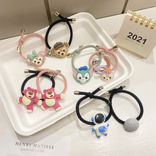 简约树脂草莓熊装饰情侣磁铁发绳创意弹力橡皮筋发饰手链装饰