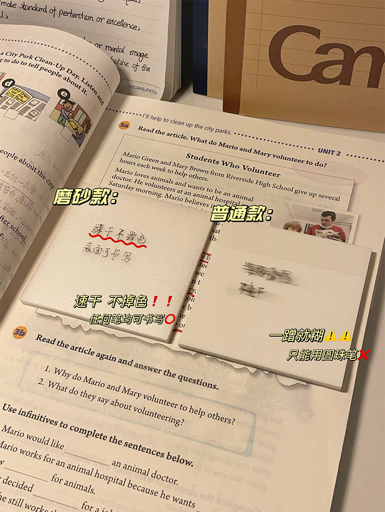 New transparent matte sticky notes high-quality simple Japanese-style memo clip waterproof quick-dry adhesive note paper