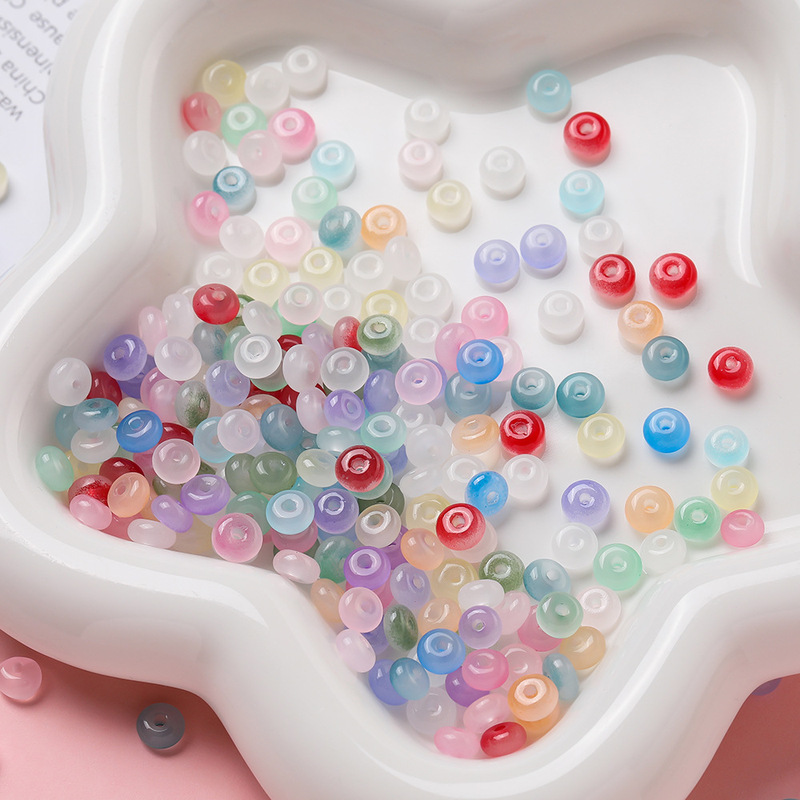 3X6Mm Ice Transparent Abacus Beads Domestic High-Quality Imitation Jade Glass Rice Beads Wheel Beads DIY Beading Material Jewelry Accessories