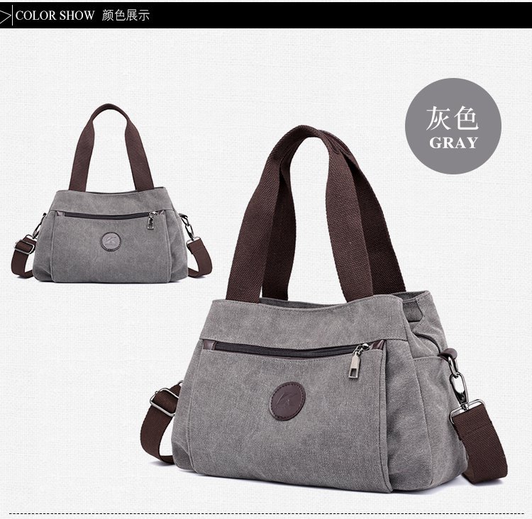 New casual canvas European and American women's single-shoulder bag, solid color trendy women's bag and handbag, cross-border one-piece consignment worldwide undefined