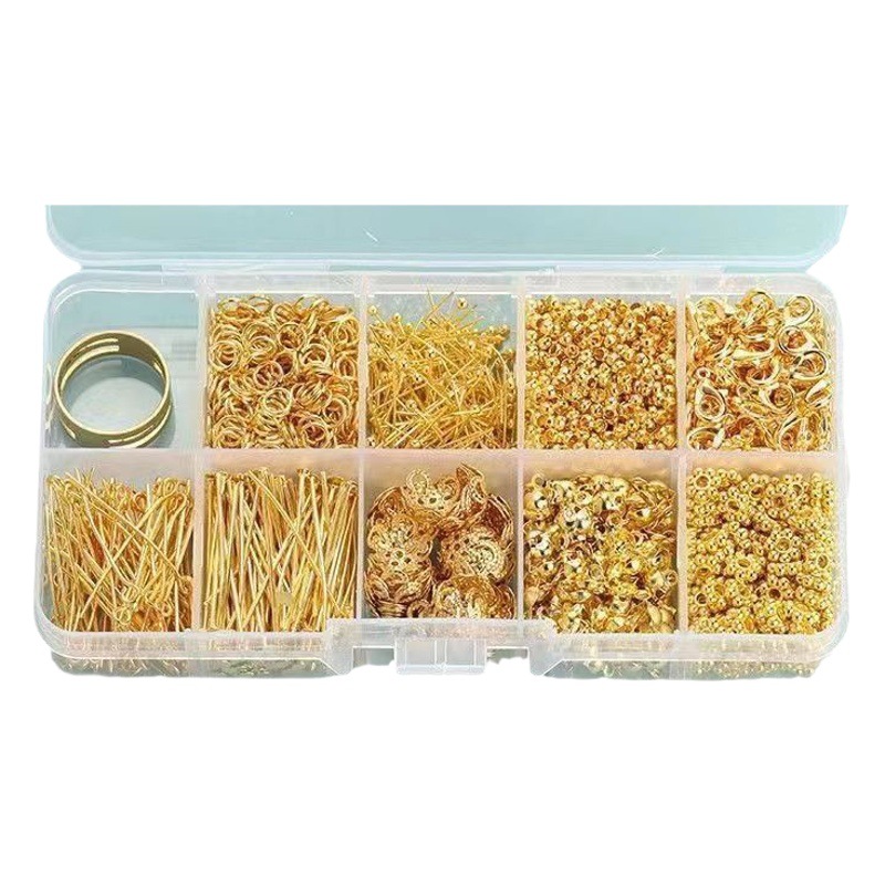 diy handmade accessories suit open ring nine-word needle T pin lobster buckle positioning beads hairpin accessories full set of accessories