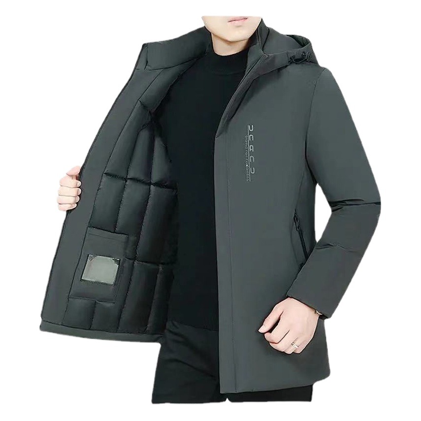 Invierno abrigo de algodón acolchado de mediana edad y ancianos abrigo de algodón acolchado de los hombres con capucha engrosada ropa de invierno extra grande alfombra de fábrica de longitud media al por mayor