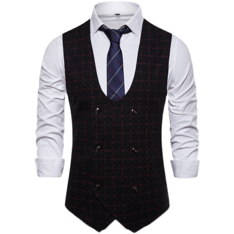 Amazon Cross-Border Export Vest Men's 2025 Spring New Men's Plaid Vest Men's British Style Slim Vest
