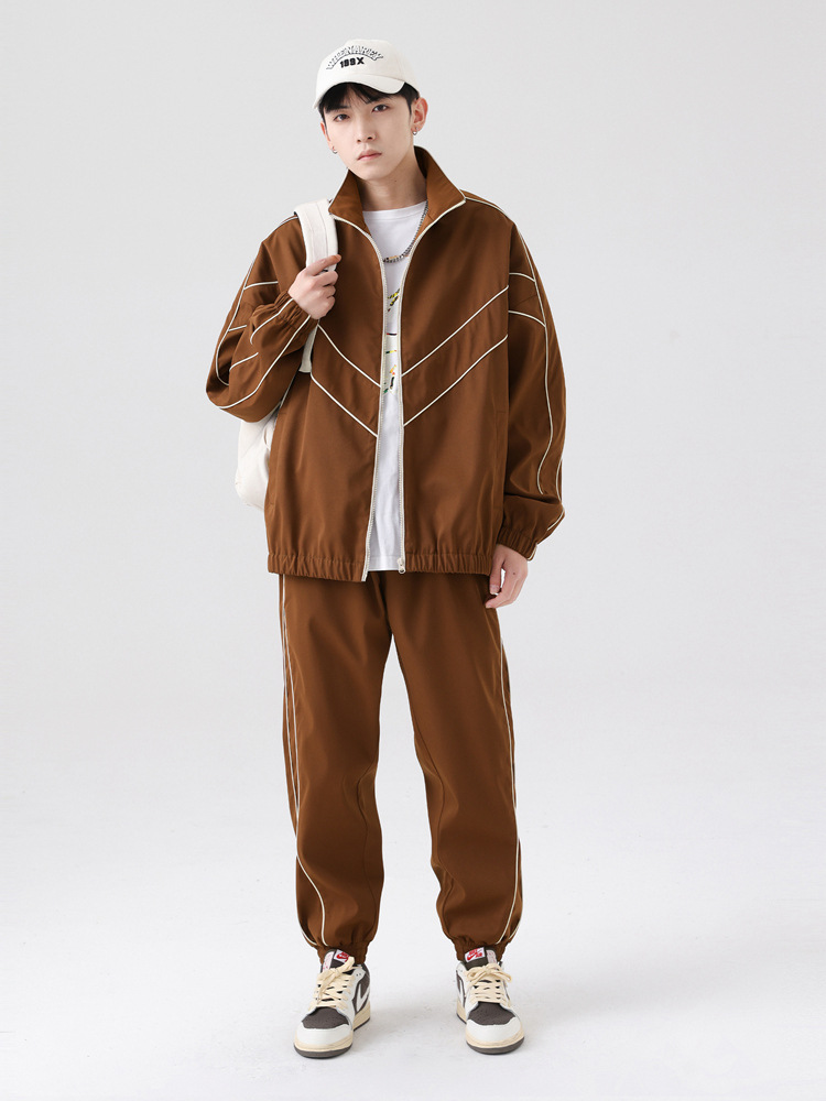 Men's Casual Suit 2025 Autum Trendy Brand Ins Student Teenagers Loose Two-Piece Sportswear 537