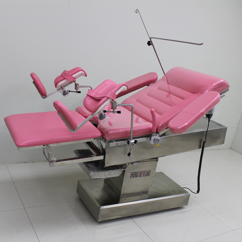 Mesa de examen ginecológico de acero inoxidable médica Mesa de operación integral eléctrica Mesa de operación ginecológica Cama de parto Cama de drenaje de examen de parto