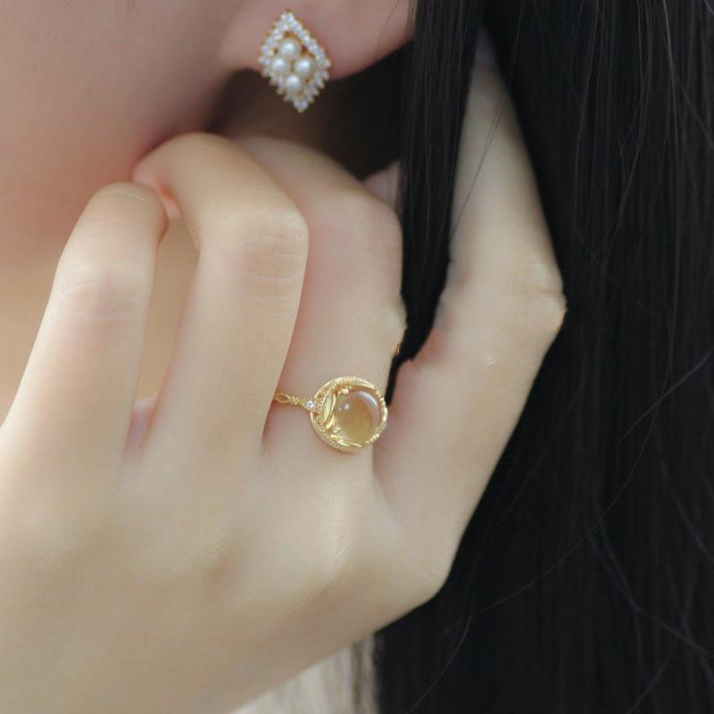 Vintage Style Fashion Geometric Copper Plating Artificial Gemstones Open Ring