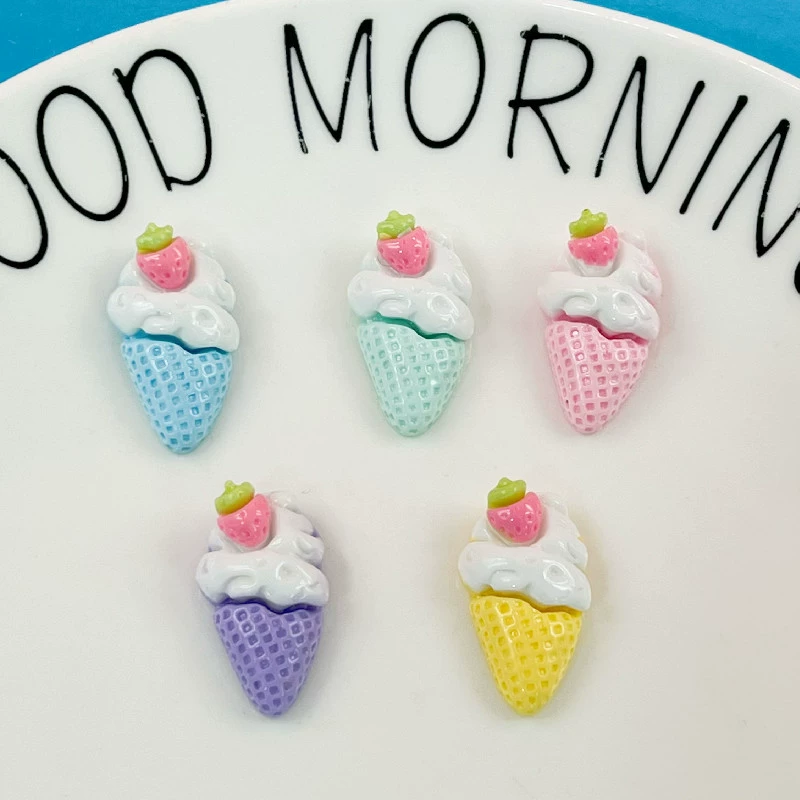 Симпатичный сливочный клубничный мороженое Заколка для волос Шнур Зажим для телефона чехол DIY материал патч смола фитинги