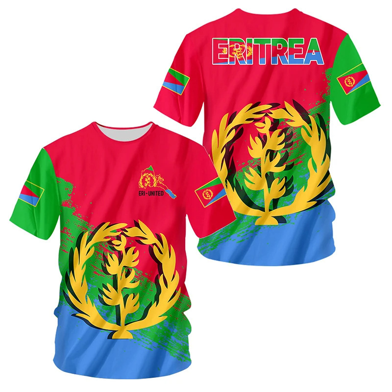 3D Eritrea National Emblem Flag Print T-Shirt Men's Clothing Fashion Street Casual O-Neck Short Sleeve T-Shirt Men 3D Eritrea National Emblem Flag Print T-Shirt Men's Clothing Fashion Street Casual O-Neck Short Sleeve T-Shirt Men