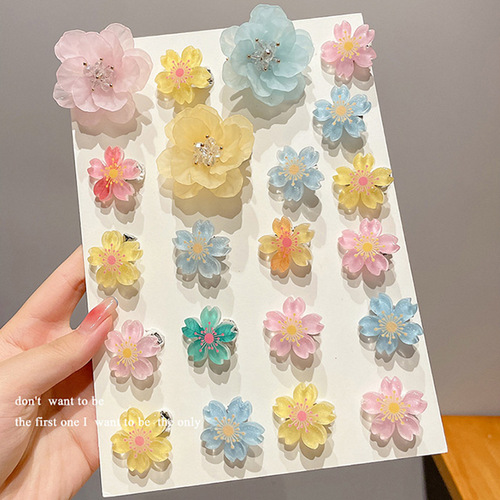 夏季少女可爱花朵气质发夹 森系樱花发卡 可爱公主优雅编发发卡