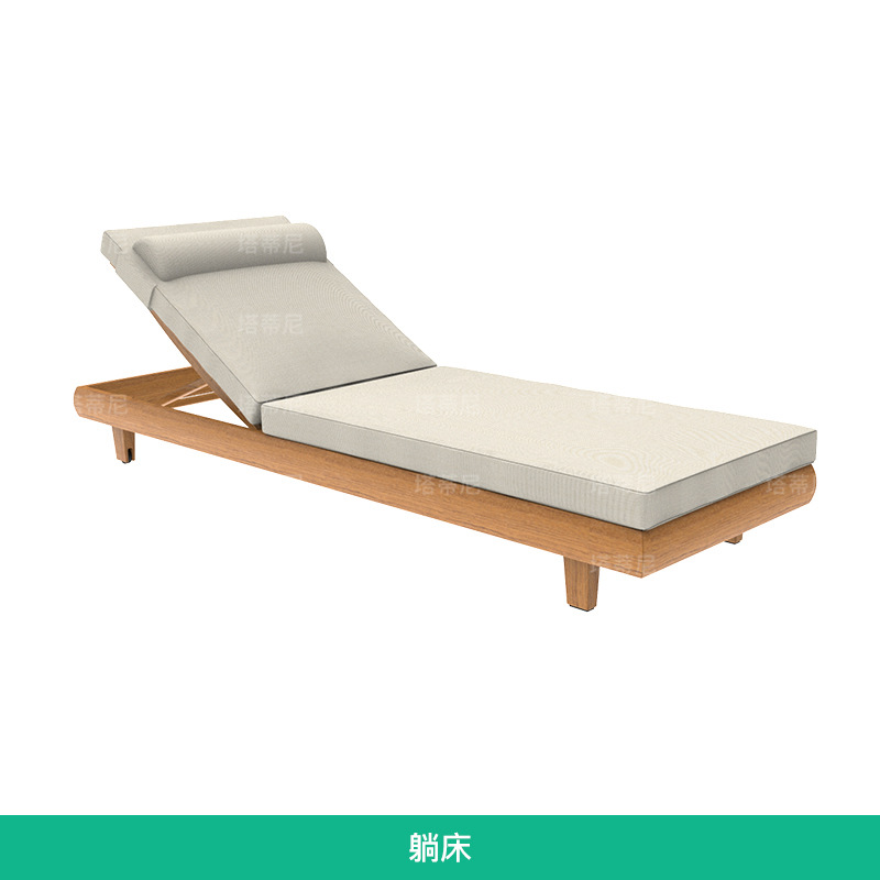 Sofá al aire libre patio villa al aire libre impermeable protección solar muebles de teca combinación de jardín al aire libre terraza sofá de madera maciza