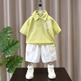 儿童装2026新款男童夏装polo衫套装洋气男宝宝夏季痞帅短袖衣服