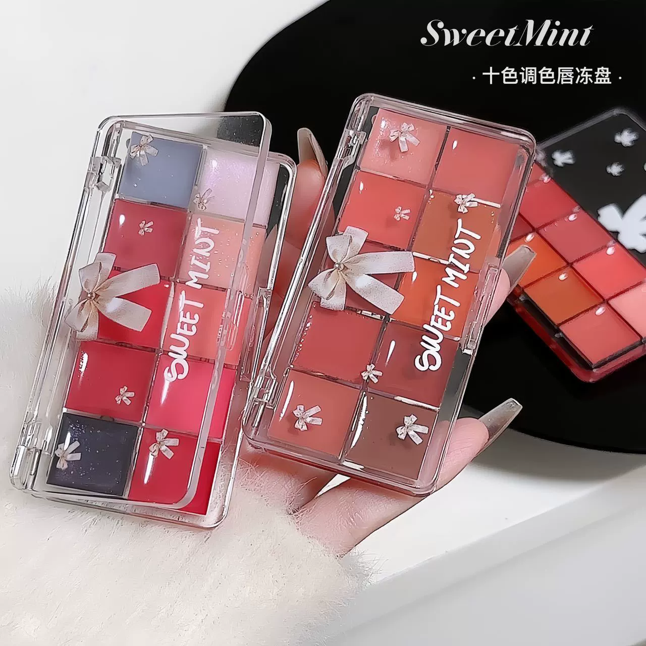 Палетка для губ SweetMint ZP8009 — десятицветная керамическая губная палитра, 7 г