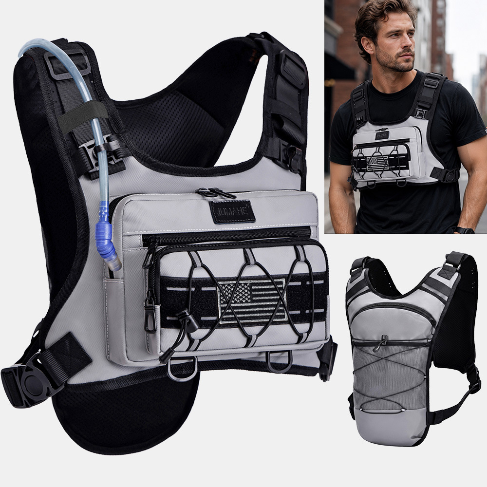 Casual cycling functional vest bag, hiking travel vest bag, men's chest bag, workwear backpack, running fitness bag, outdoor