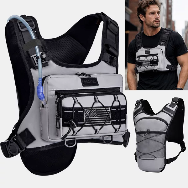 Casual cycling functional vest bag, hiking travel vest bag, men's chest bag, workwear backpack, running fitness bag, outdoor