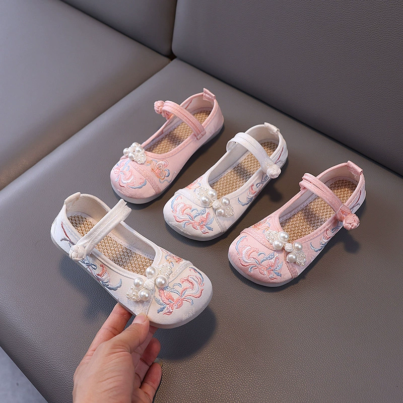 Девочки Hanfu вышитые туфли детские танцевальные туфли в национальном стиле