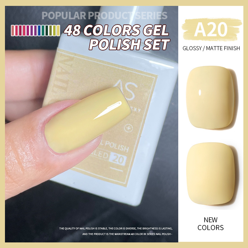 Una botella de pegamento de esmalte de uñas de un color 2022 nuevo verano popular 48-color Pequeño conjunto para el salón de uñas traje completo
