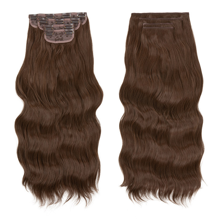 Amazon Europa y América Tabletas de pelucas transfronterizas Cabello largo y rizado femenino Ondulación de agua Juego de cuatro piezas Cabello de pastilla