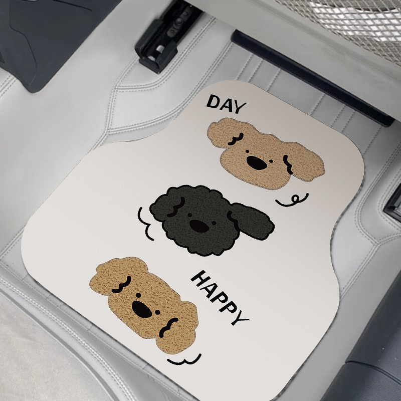 Car Wire Ring Floor Mats, Cartoon Four-Piece Set, Universal Car Floor Mats, Scratch-Resistant Floor Mats, Clean Car Interior Decorative Floor Mats