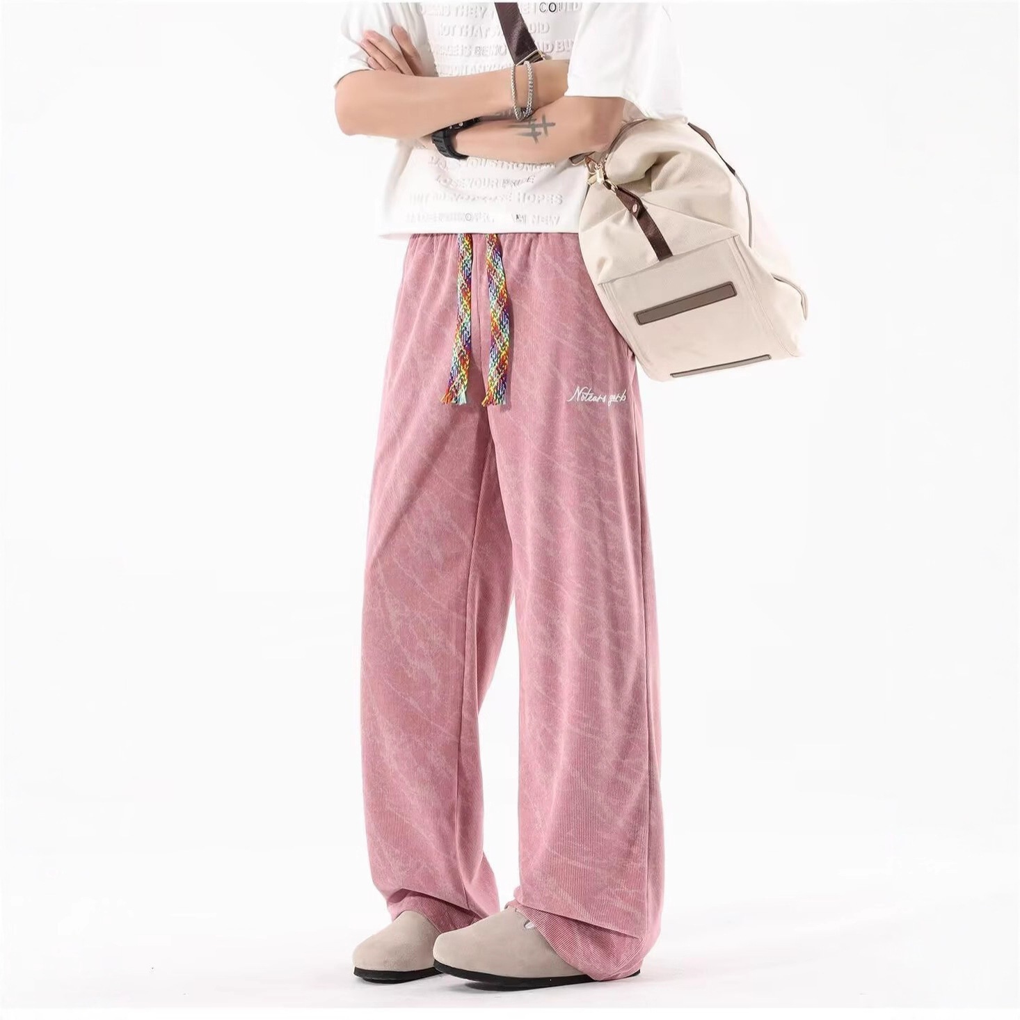 Pantalones largos de piernas largas de Hong Kong, pantalones casuales de hombre, pantalones casuales de hombre, invierno y otoño, pantalones casuales sueltos de hombre