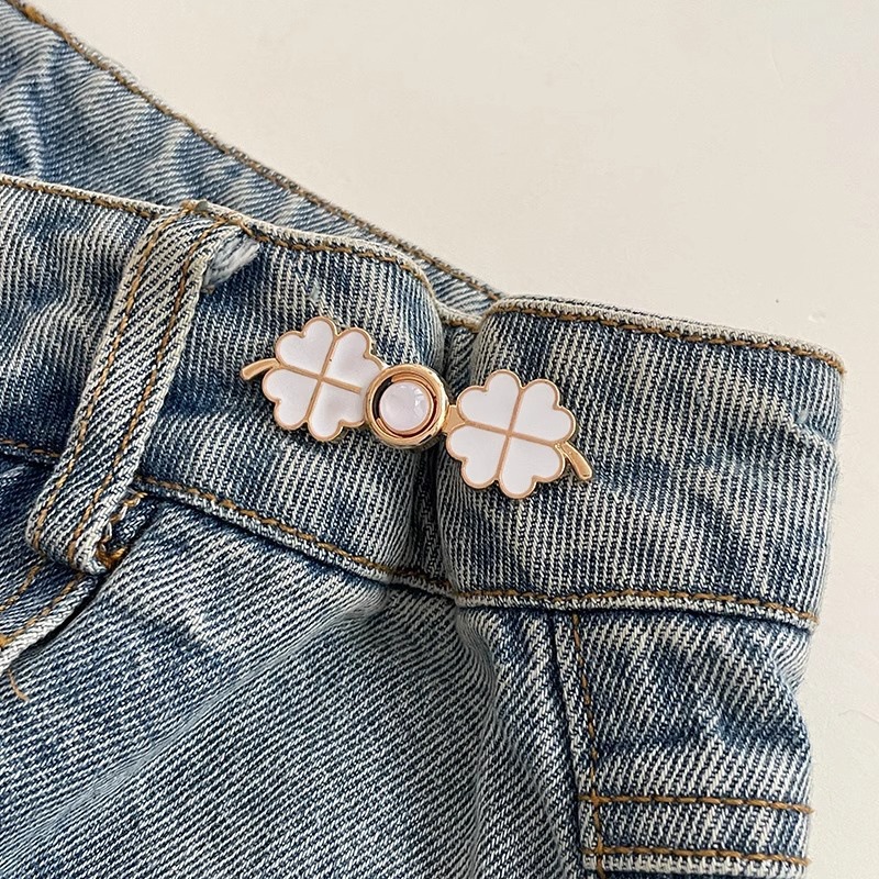 Sin perforación, hebilla de cintura, ajuste de cintura, pantalones, pantalones de mezclilla, cambio grande, hebilla de ajuste elástica pequeña, hebilla de cinturón invisible