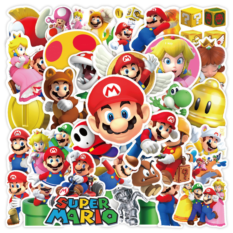 50 Mario Stickers Super Mary Game Stickers Luggage Skateboard Graffiti stickers Waterproof Stickers