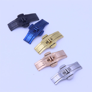 Watch Accessories Stainless Steel Butterfly Buckle Ceramic Tungsten Steel Watch Strap Buckle Steel Watch Strap Connection Watch Buckle Double Push Foldableing Buckle