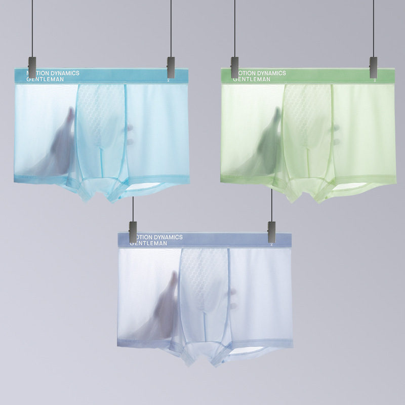 Nuevos calzoncillos de seda de hielo de hombre transpirables, calzoncillos antibacterianos de color sólido, calzoncillos delgados y delgados para hombres en stock al por mayor