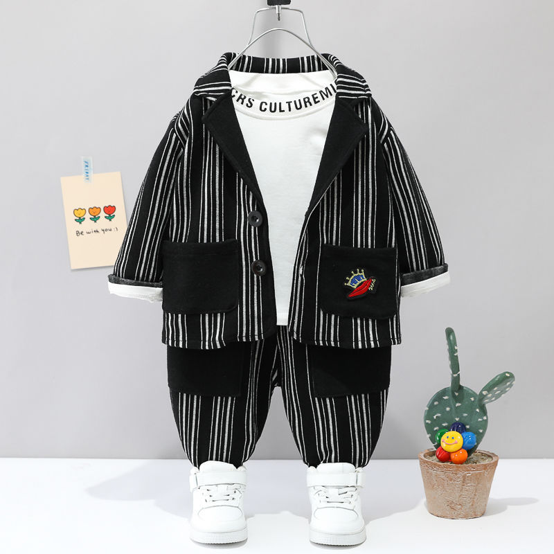 Abito da bambino in versione coreana primaverile e autunnale da bambino, gilet, set di tre pezzi_voghion.com