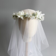 K 82911 Bridal Veil Crown Bow Headband �����^���ʹ�